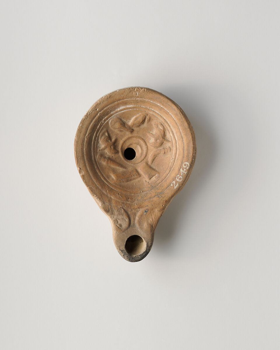 Terracotta oil lamp, Terracotta, Roman, Cypriot 