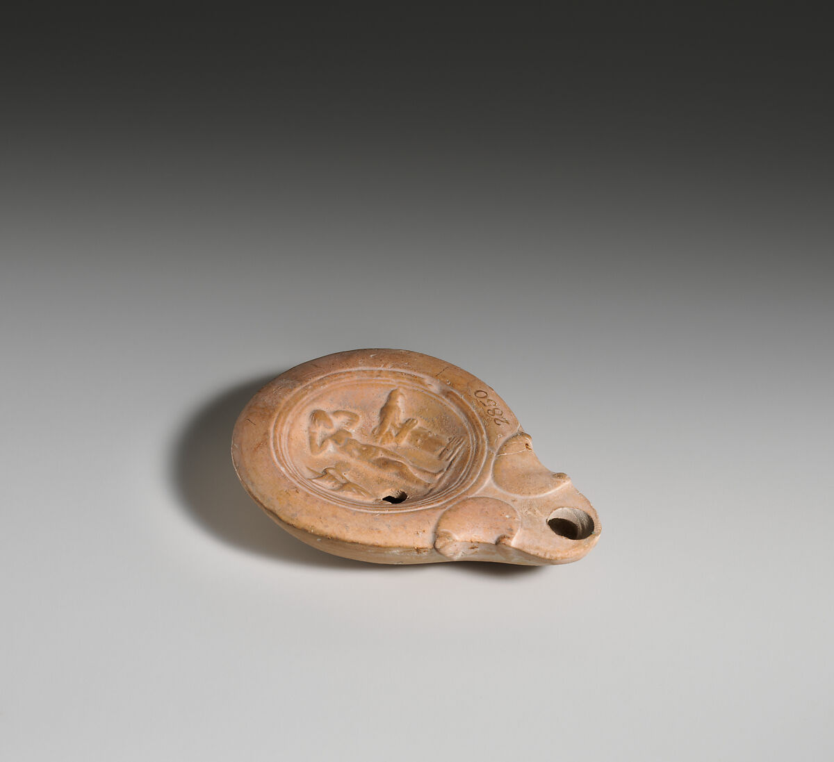 Terracotta oil lamp, Terracotta, Roman, Cnidian