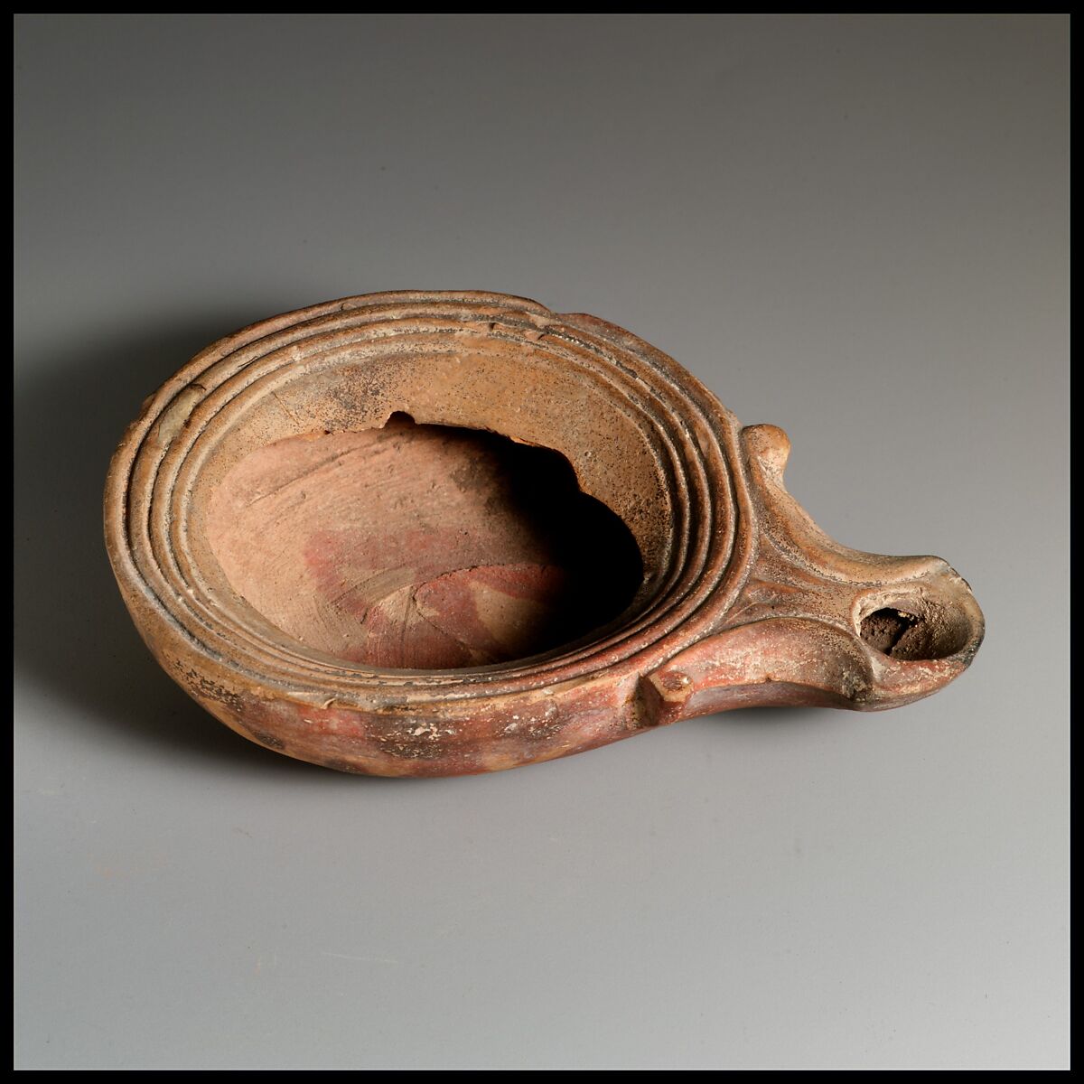 Terracotta oil lamp, Terracotta, Roman