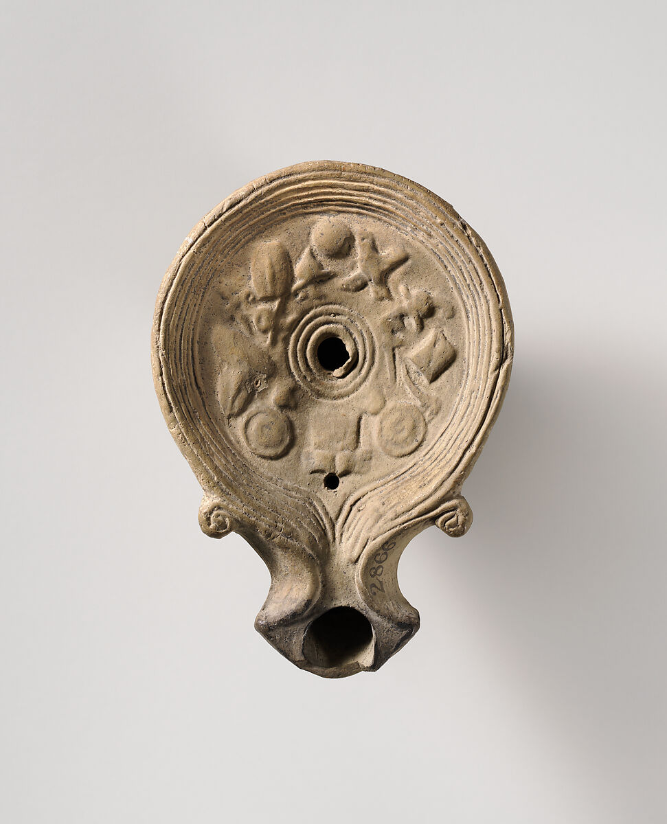 Terracotta oil lamp, Terracotta, Roman, Cypriot 