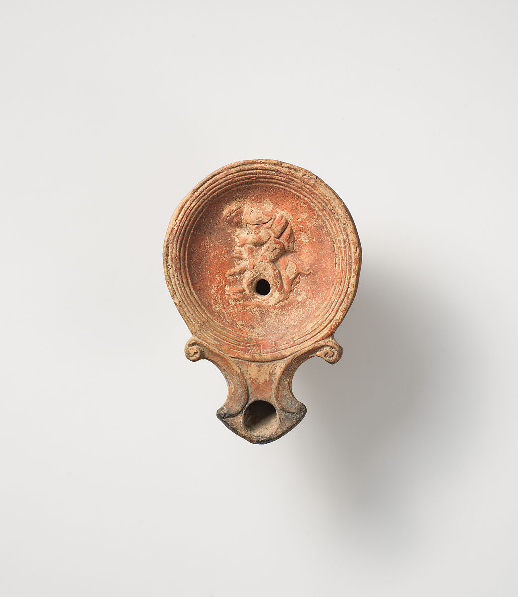 Terracotta oil lamp, Terracotta, Roman, Cypriot 