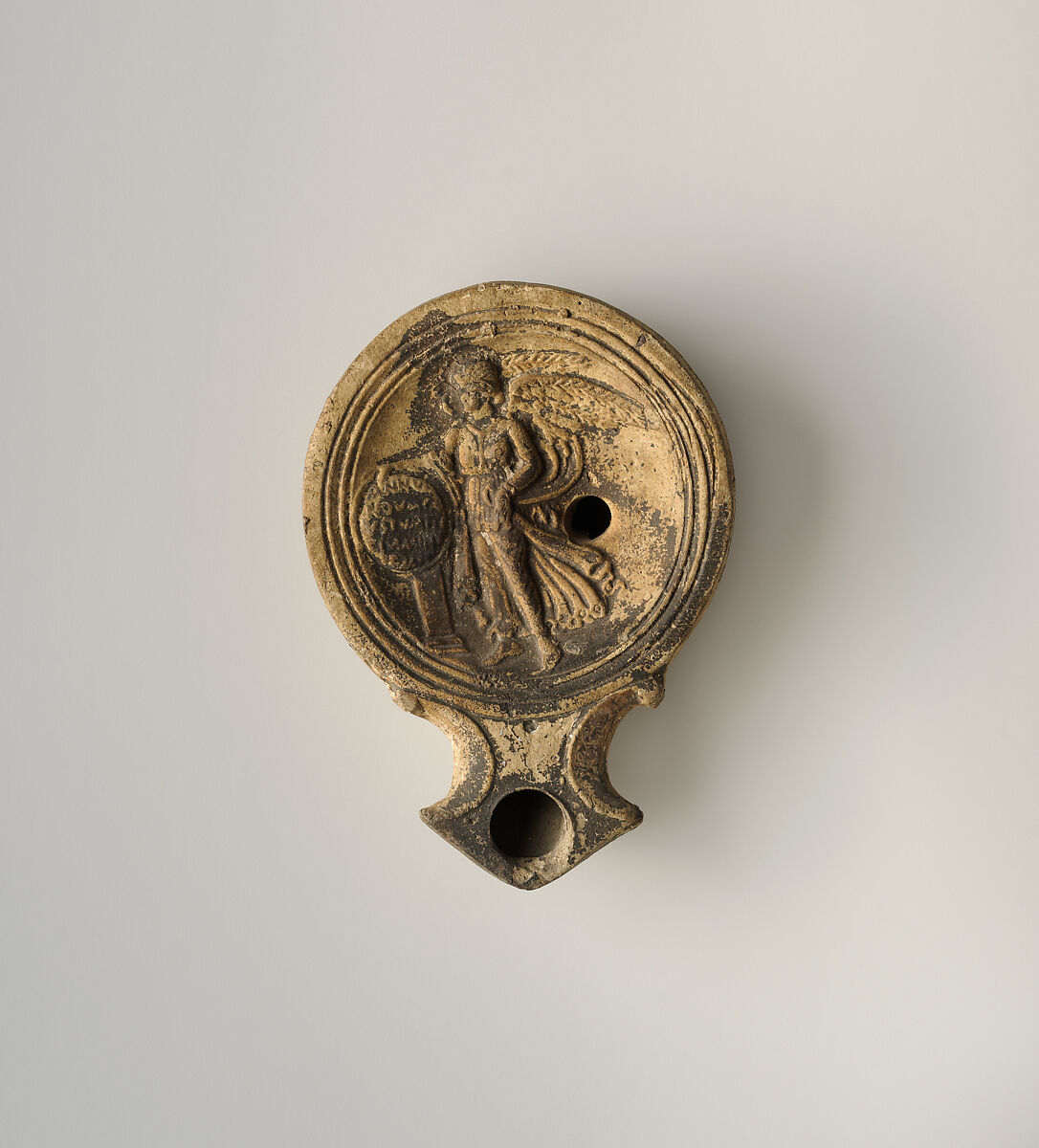 Terracotta oil lamp, Terracotta, Roman 