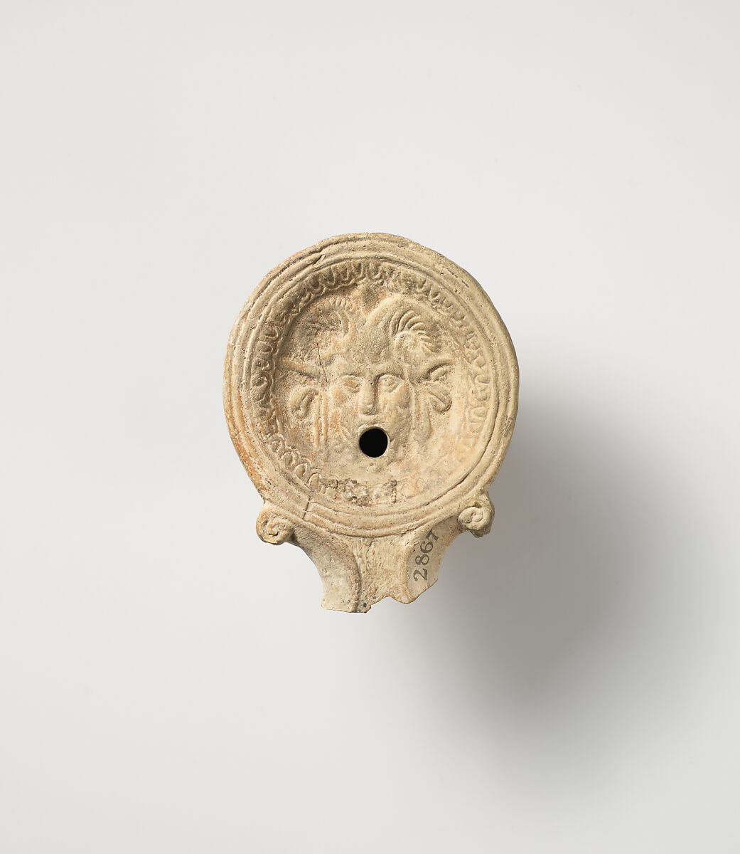 Terracotta oil lamp, Terracotta, Roman 