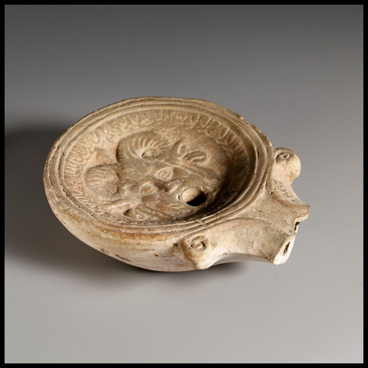 Terracotta oil lamp, Terracotta, Roman
