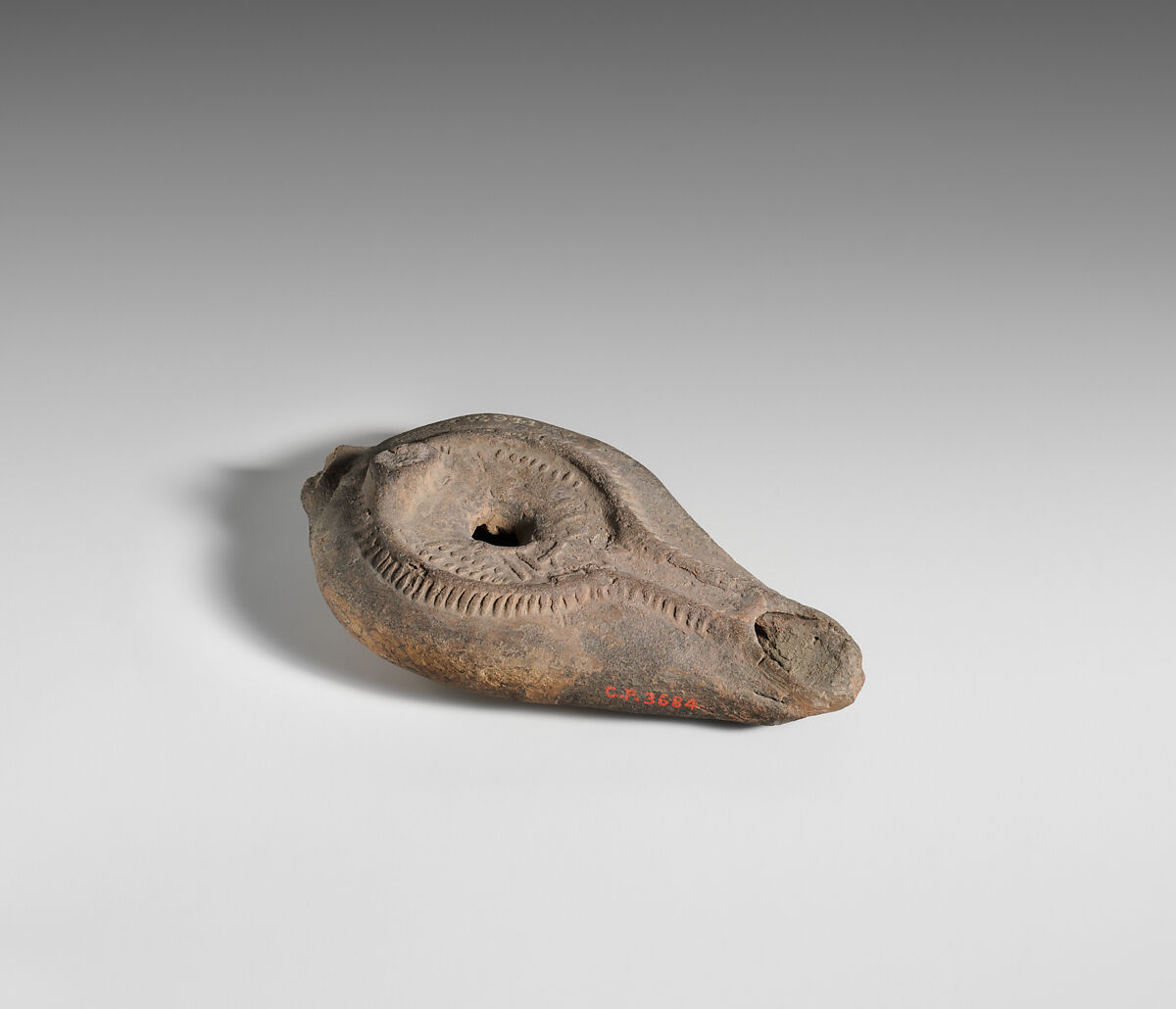 Terracotta oil lamp, Terracotta, Roman