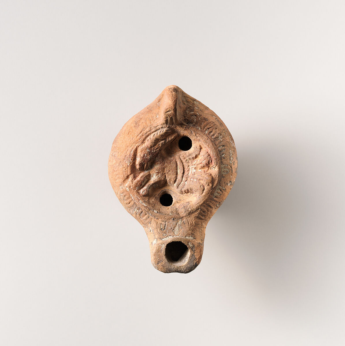 Terracotta oil lamp, Terracotta, Roman 