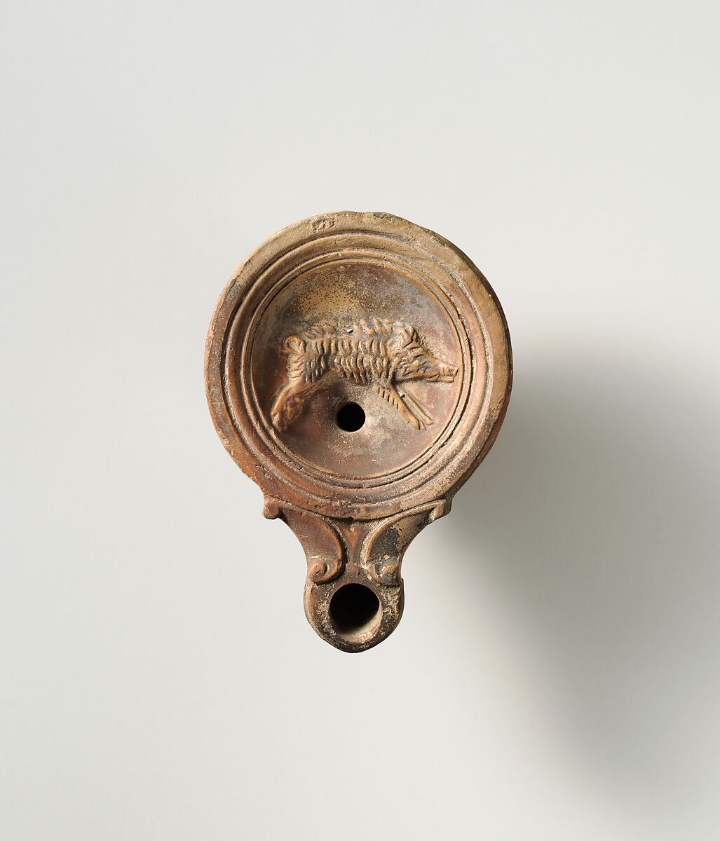 Terracotta oil lamp, Terracotta, Roman, Cypriot 