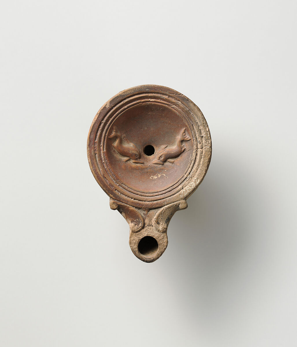 Terracotta oil lamp, Terracotta, Roman, Cypriot 