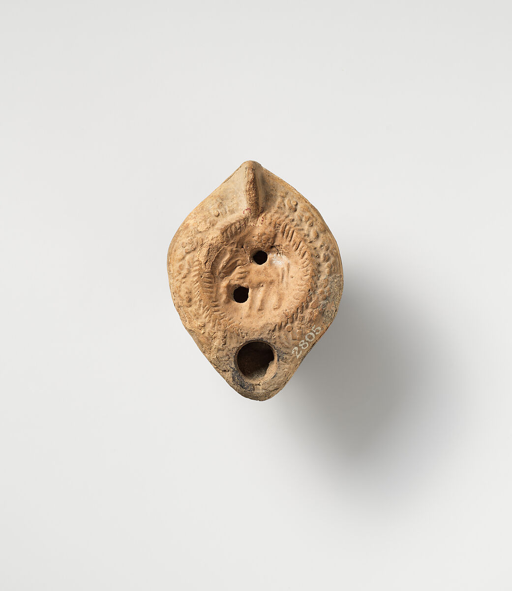 Terracotta oil lamp, Terracotta, Roman 