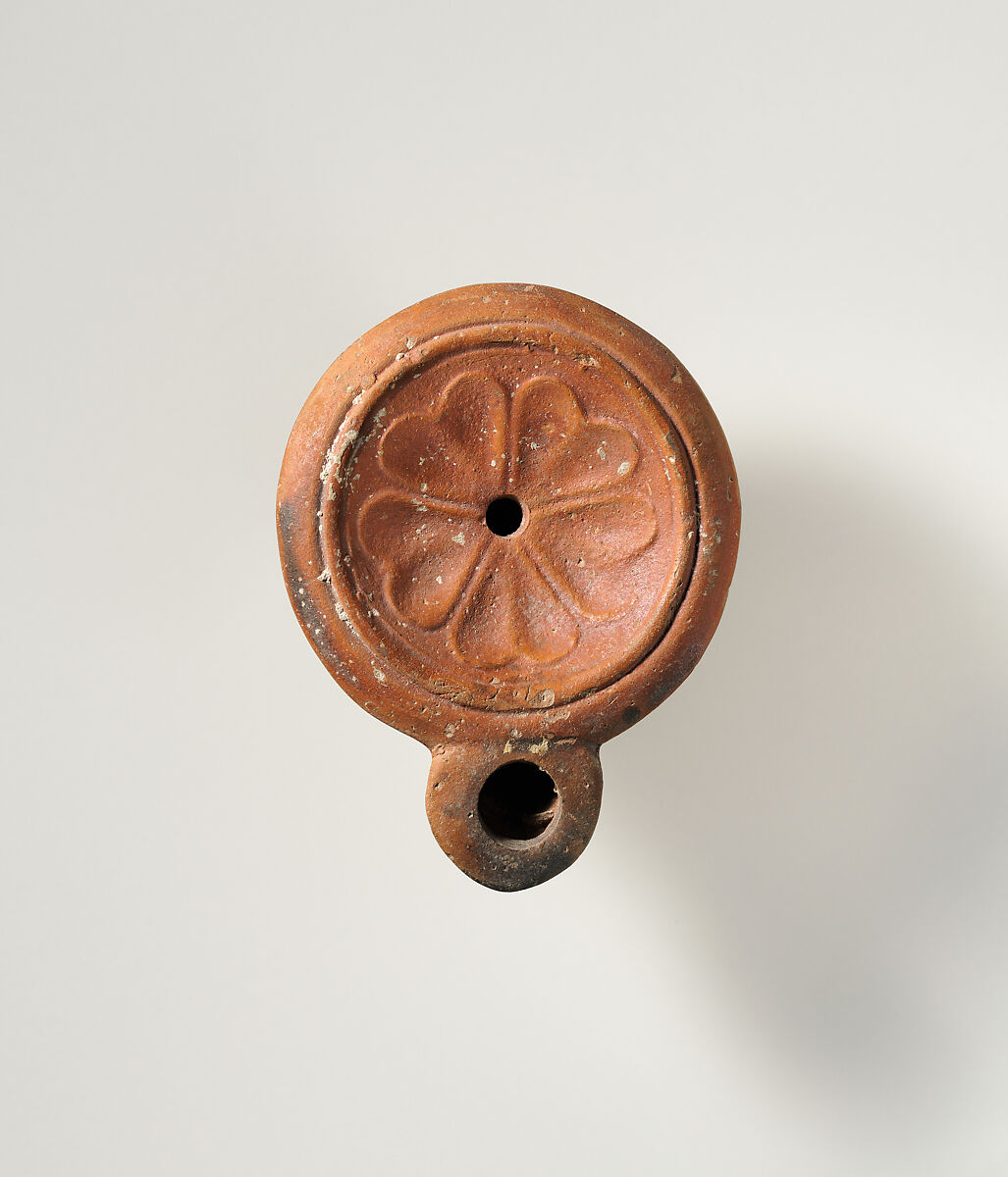 Terracotta oil lamp, Terracotta, Roman, Cnidian 