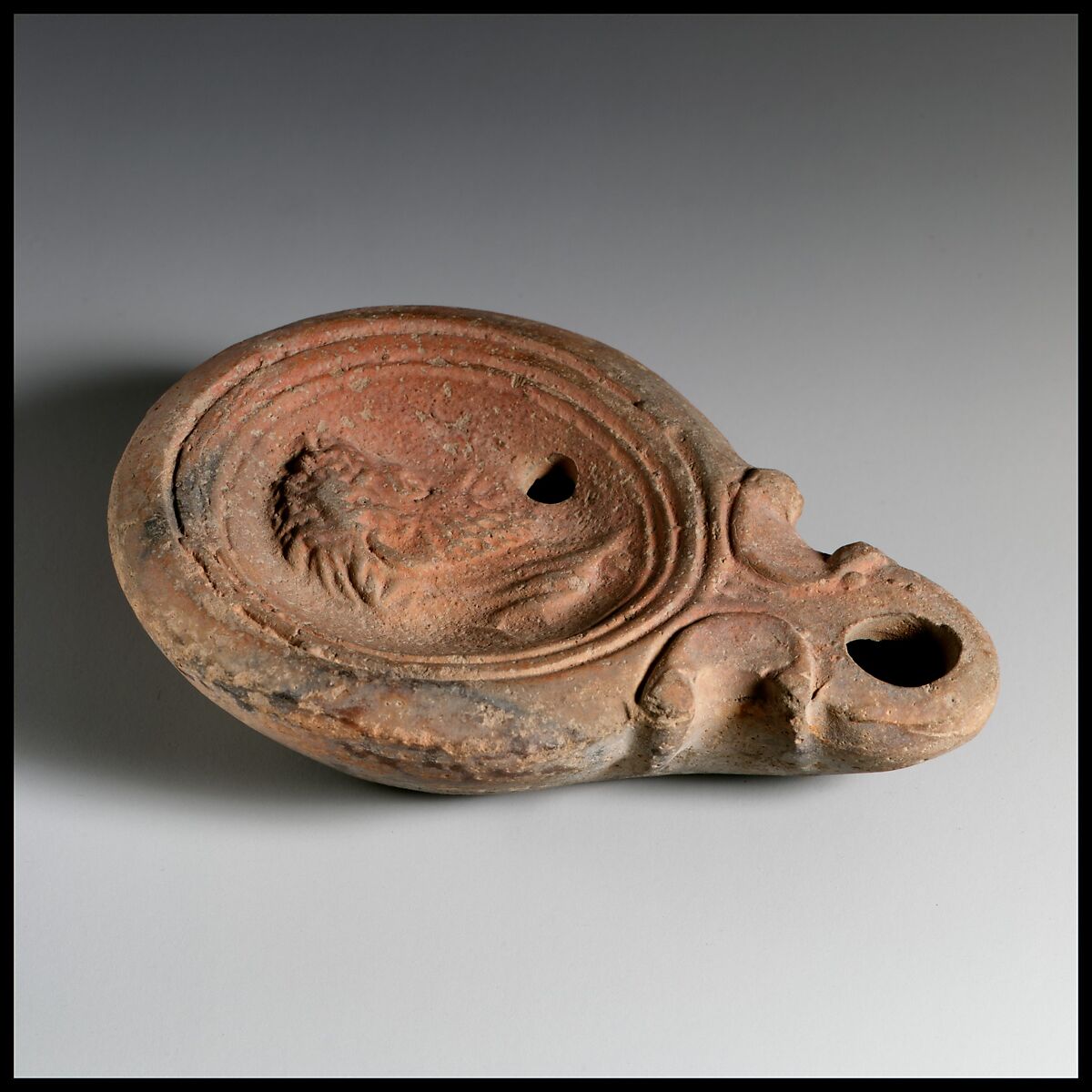 Terracotta oil lamp, Terracotta, Roman