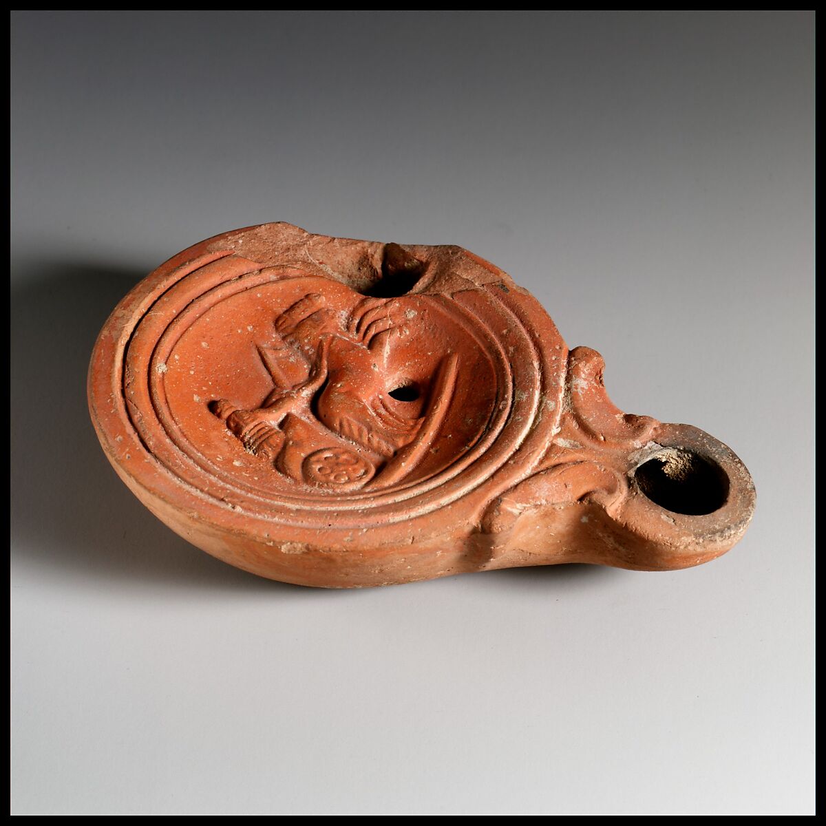 Terracotta oil lamp, Terracotta, Roman, Cnidian
