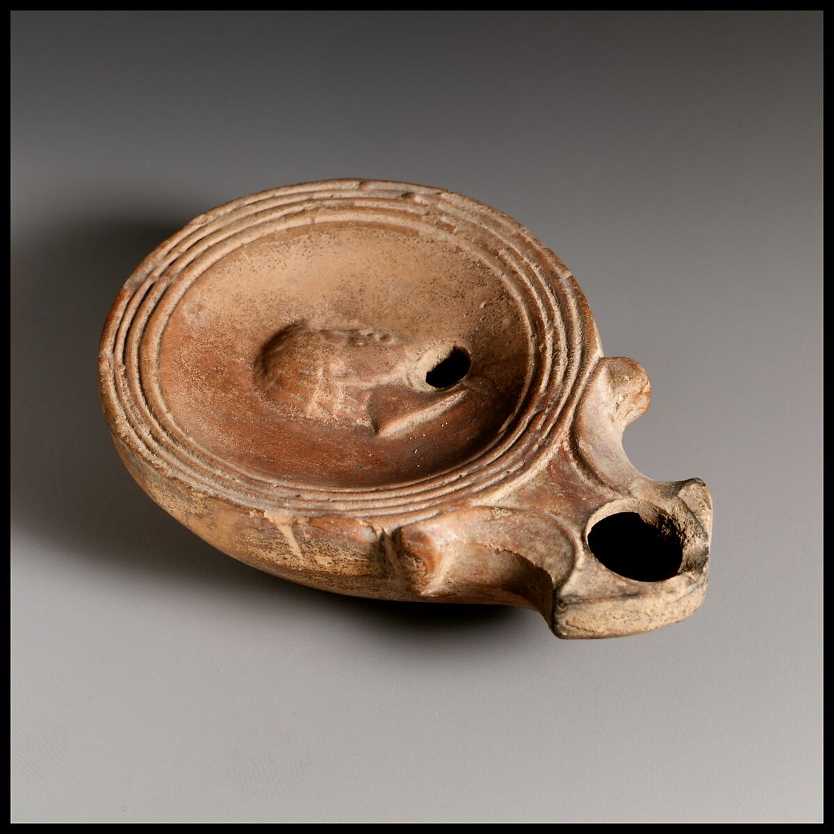 Terracotta oil lamp, Terracotta, Roman