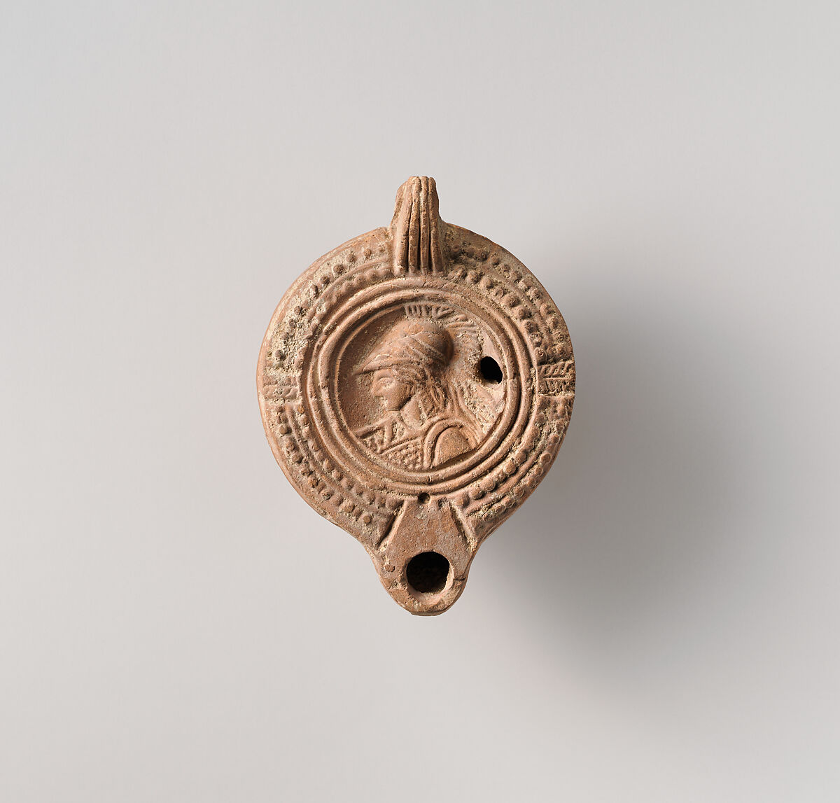 Terracotta oil lamp, Terracotta, Roman 