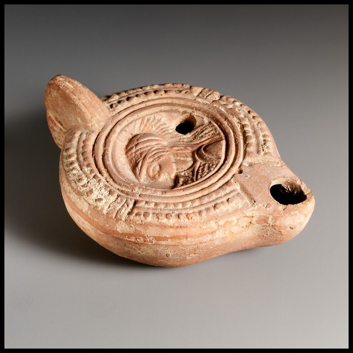 Terracotta oil lamp, Terracotta, Roman