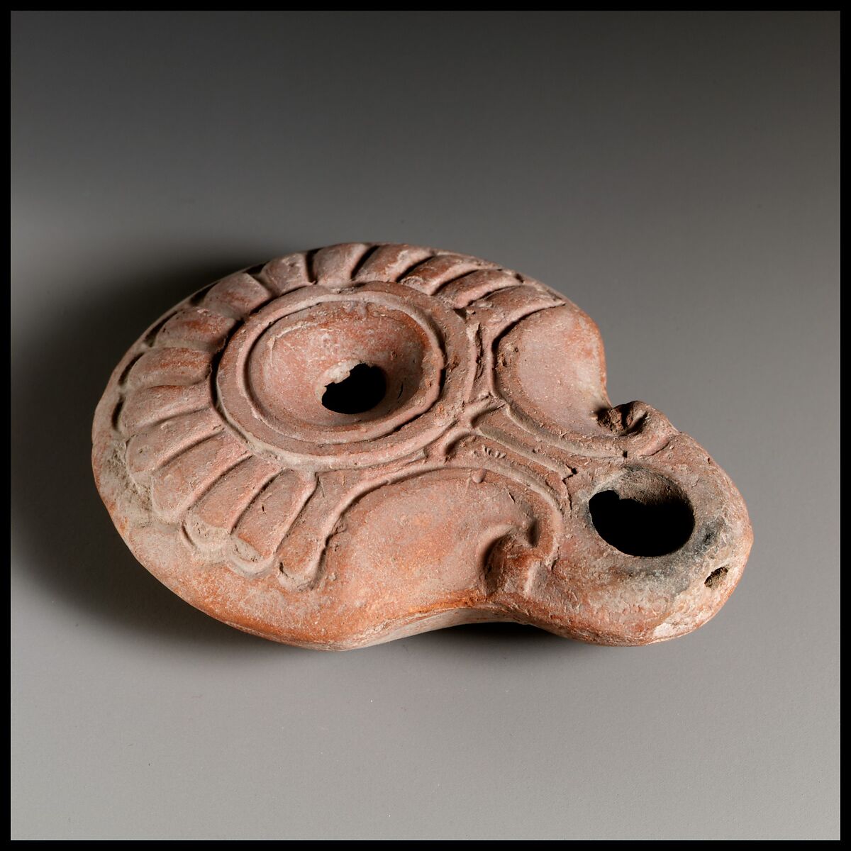 Terracotta oil lamp, Terracotta, Roman, Egyptian