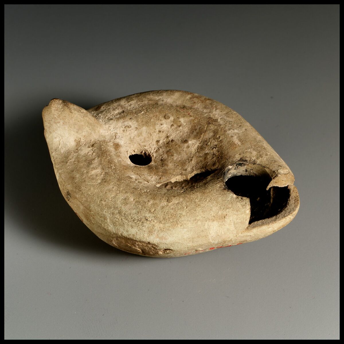 Terracotta oil lamp, Terracotta, Roman