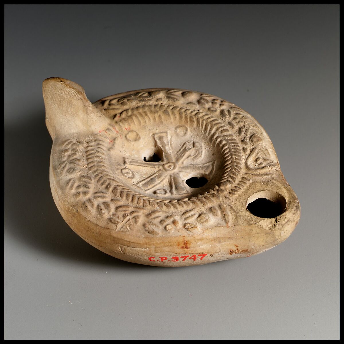 Terracotta oil lamp, Terracotta, Roman, Cypriot