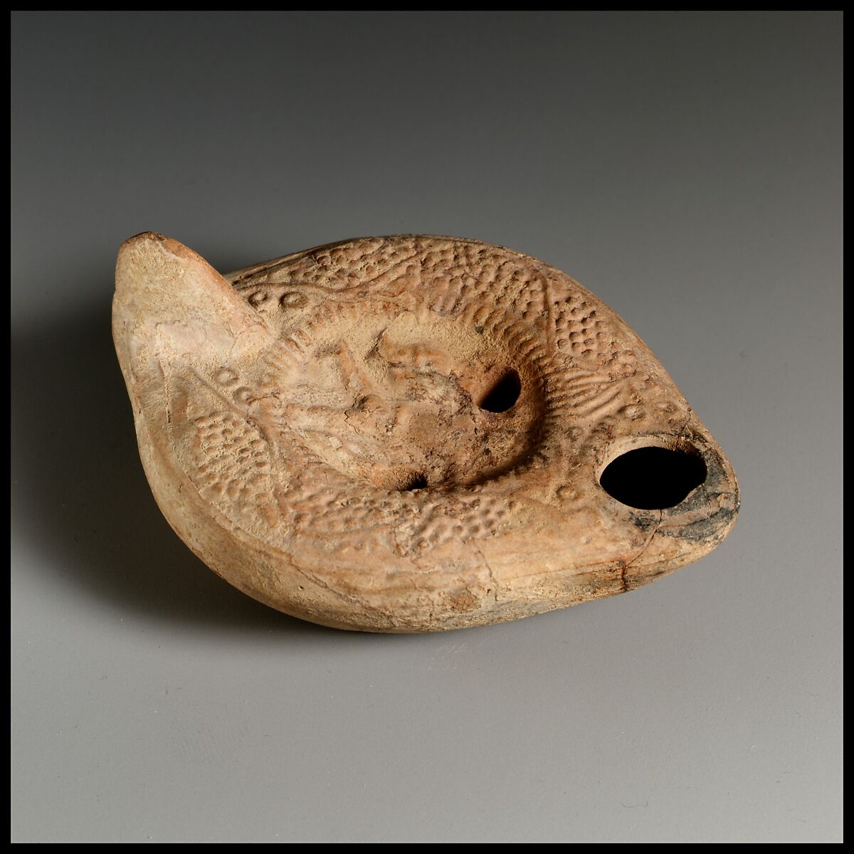Terracotta oil lamp, Terracotta, Roman, Cypriot
