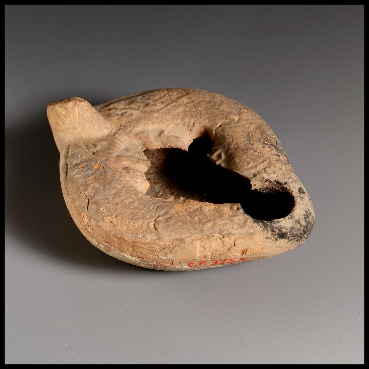 Terracotta oil lamp, Terracotta, Roman, Cypriot