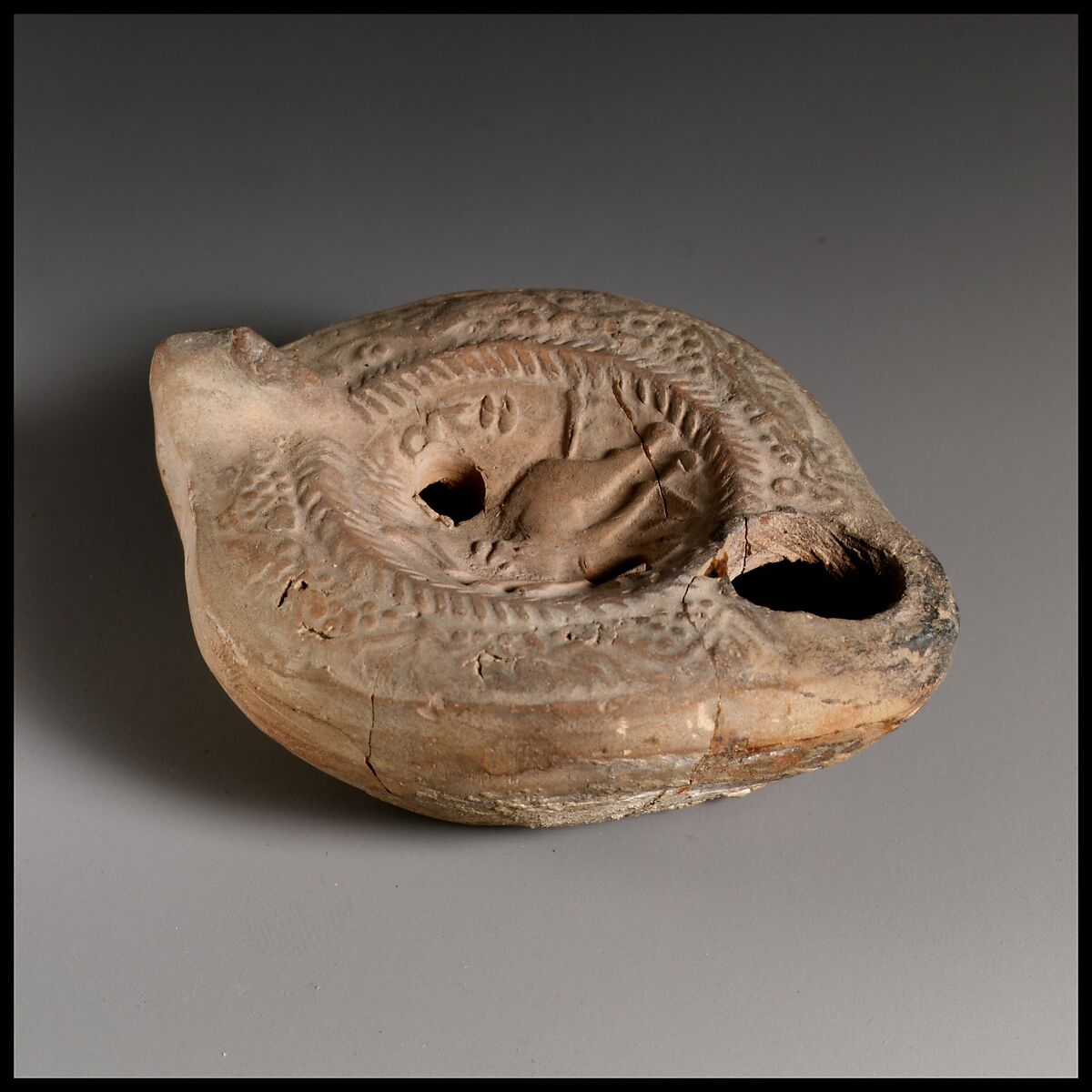 Terracotta oil lamp, Terracotta, Roman, Cypriot