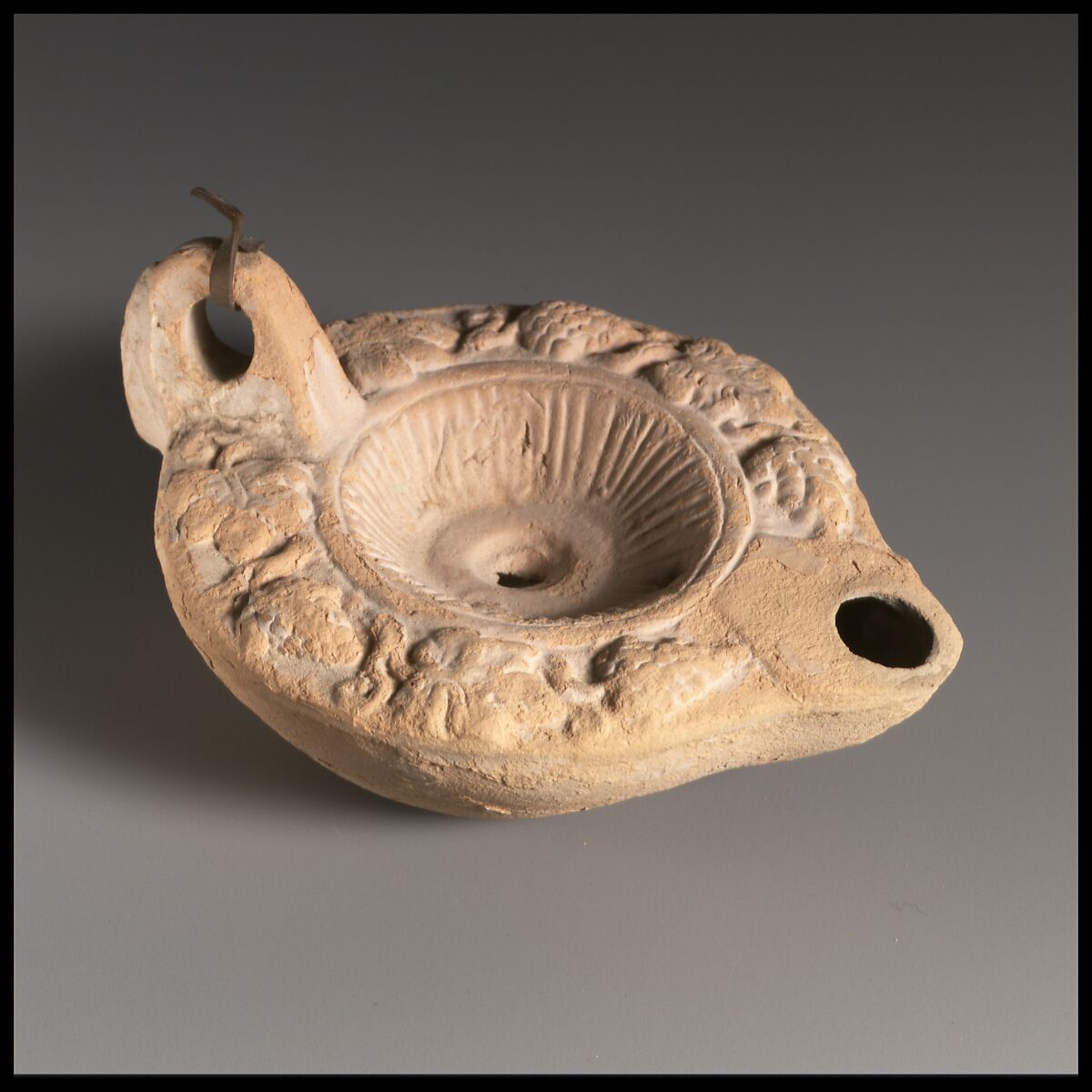 Terracotta oil lamp, Terracotta, Roman
