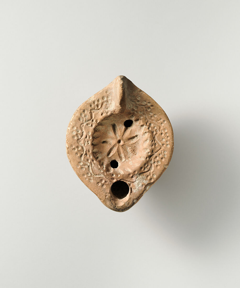 Terracotta oil lamp, Terracotta, Roman 