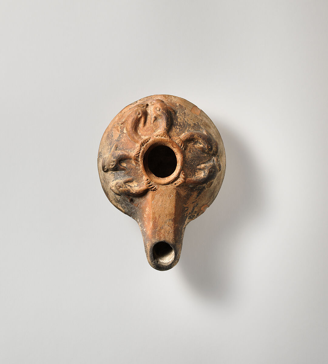 Terracotta oil lamp, Terracotta, Greek 