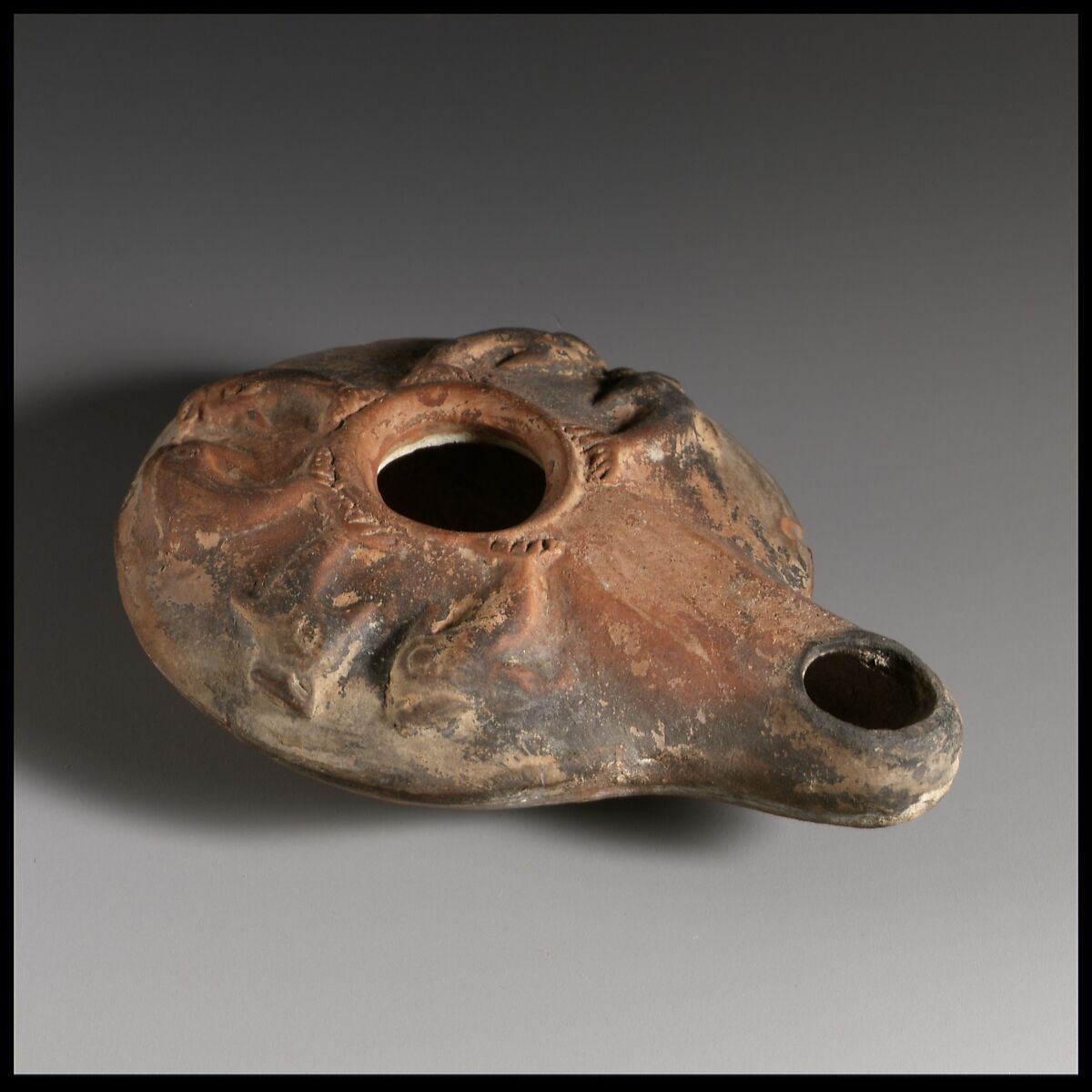 Terracotta oil lamp, Terracotta, Greek