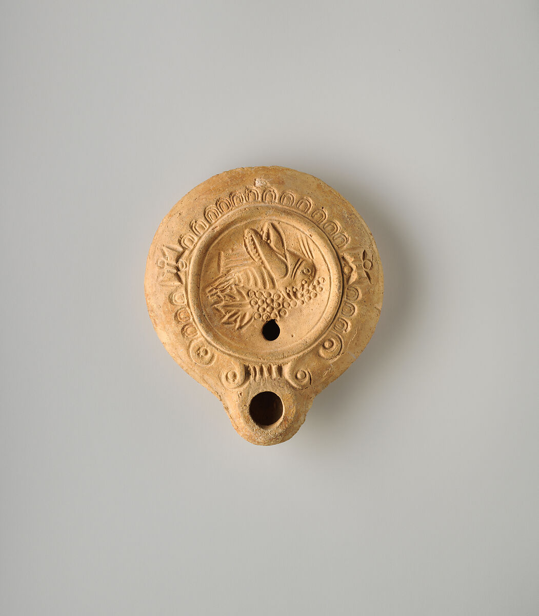 Terracotta oil lamp, Terracotta, Roman 