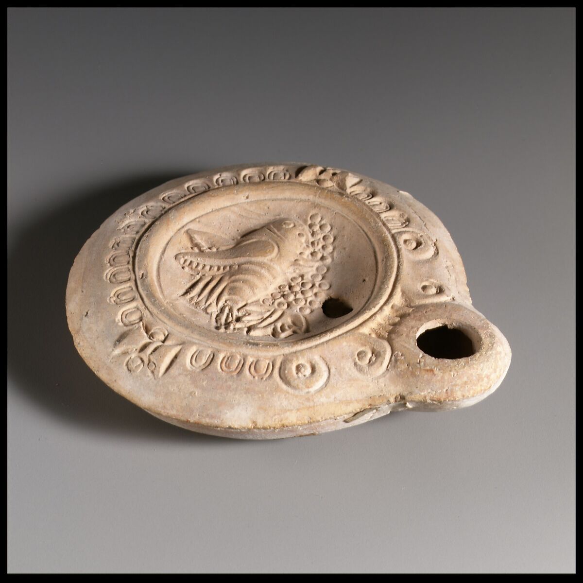 Terracotta oil lamp, Terracotta, Roman