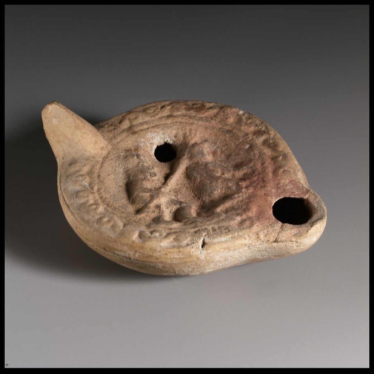 Terracotta oil lamp, Terracotta, Roman