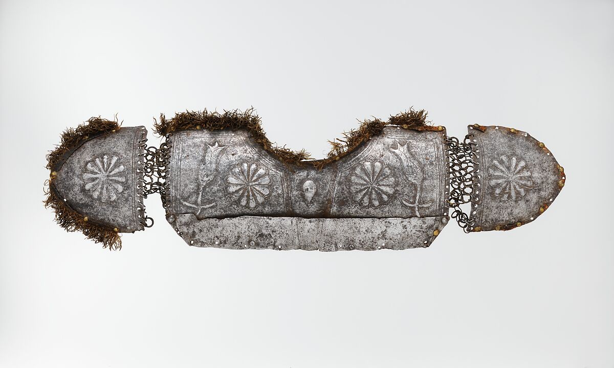 Portions of a Cuirass, Steel, iron, copper alloy, textile, Turkish