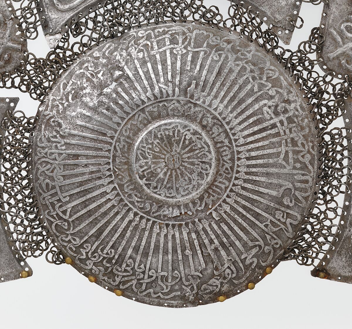 Portions of a Cuirass, Steel, iron, copper alloy, textile, Turkish