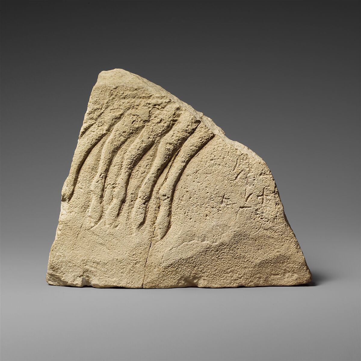 Fragment of a limestone votive relief with a quadriga (?), Limestone, Cypriot 