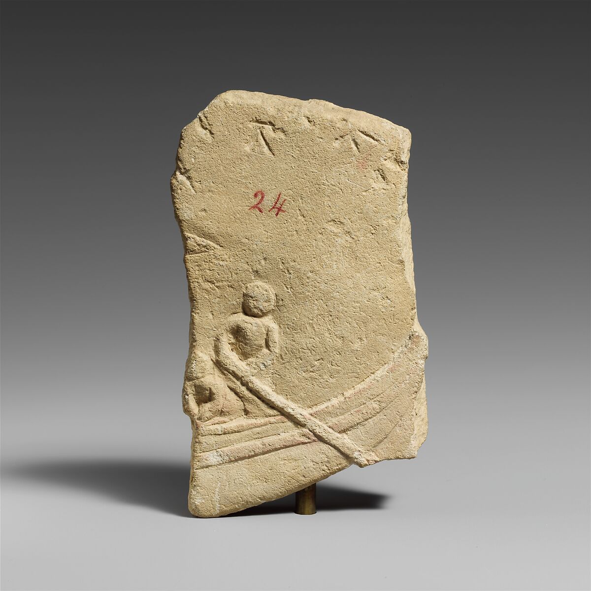 Fragment of a limestone votive relief with a boat, Limestone, Cypriot 