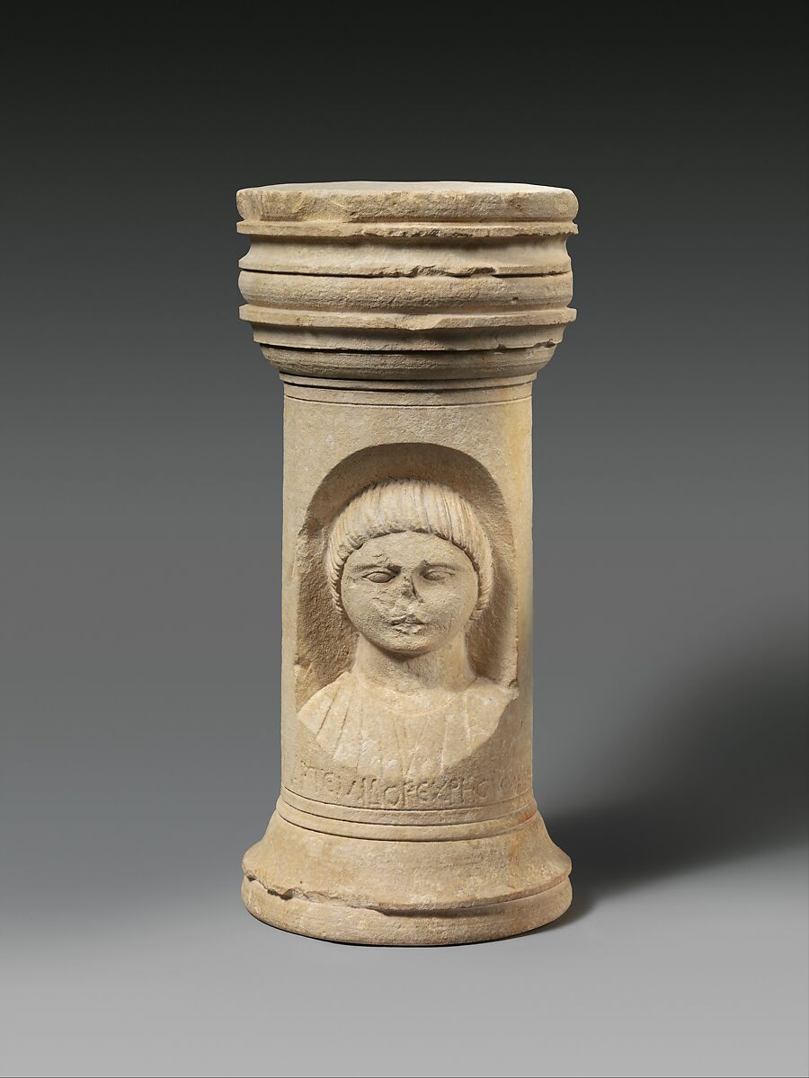 Limestone funerary cippus (tomb marker), Limestone, Roman, Cypriot