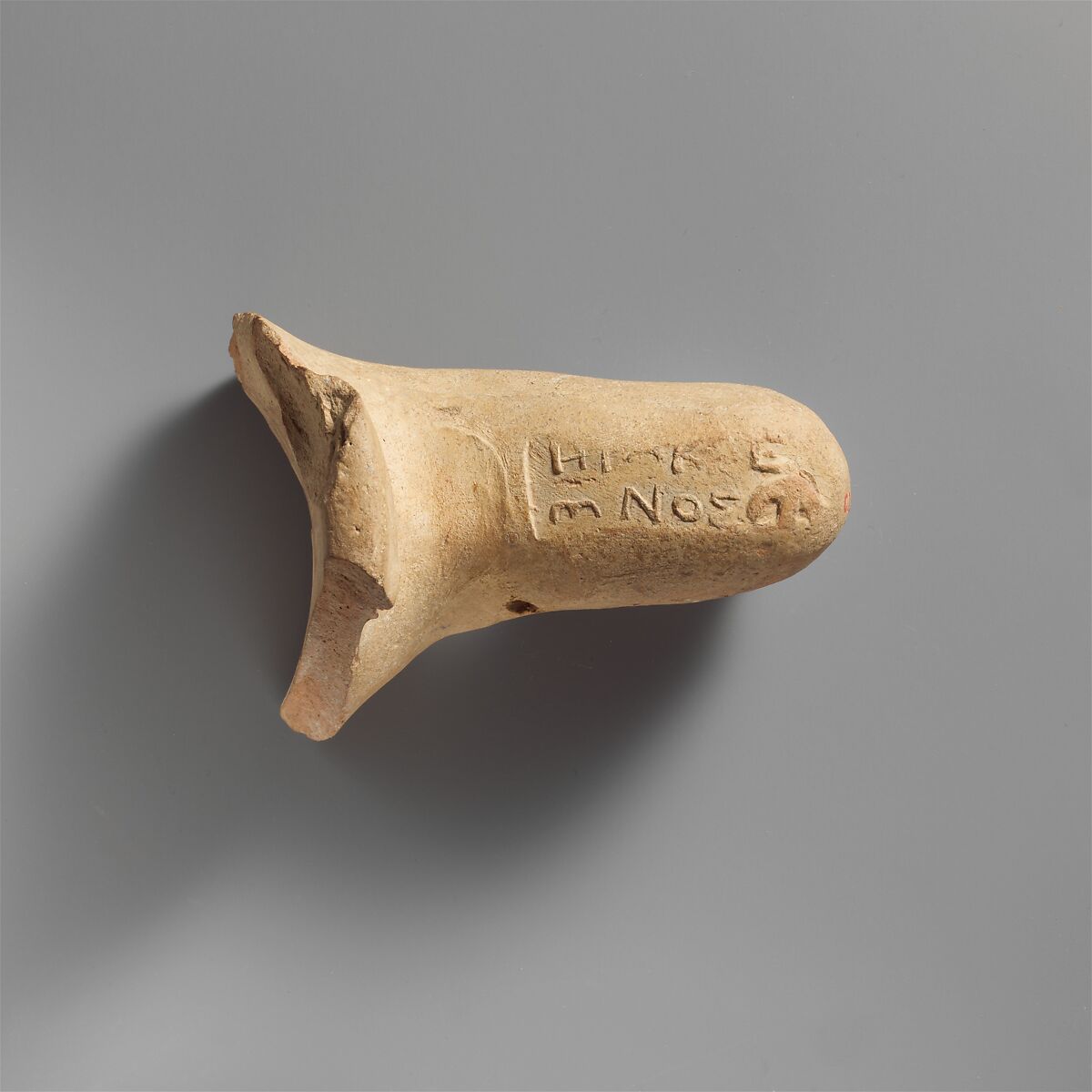 Terracotta amphora handle with stamp, Terracotta, Greek, Rhodian 