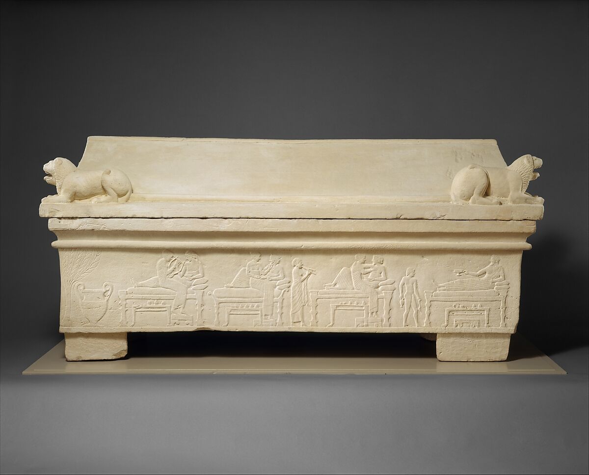 Limestone sarcophagus