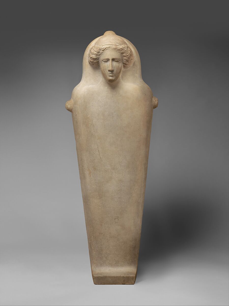 Marble anthropoid sarcophagus, Parian marble, Graeco-Phoenician