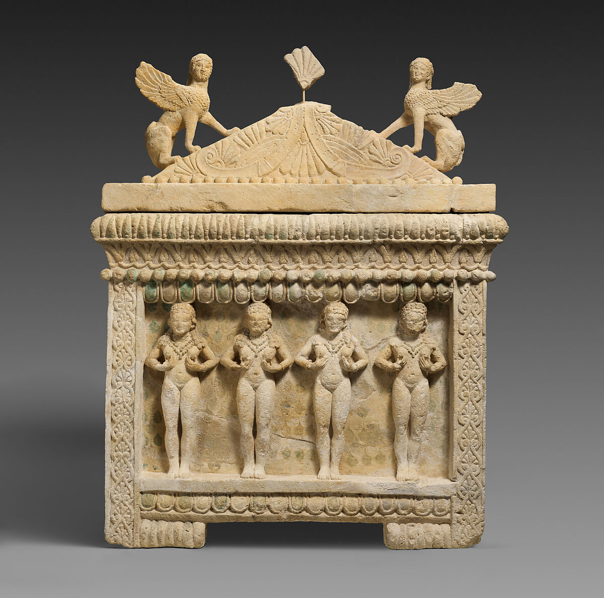 Limestone sarcophagus: the Amathus sarcophagus, Hard limestone, Cypriot