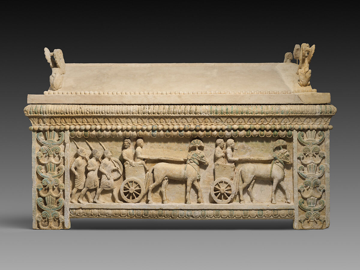 Limestone sarcophagus: the Amathus sarcophagus, Hard limestone, Cypriot