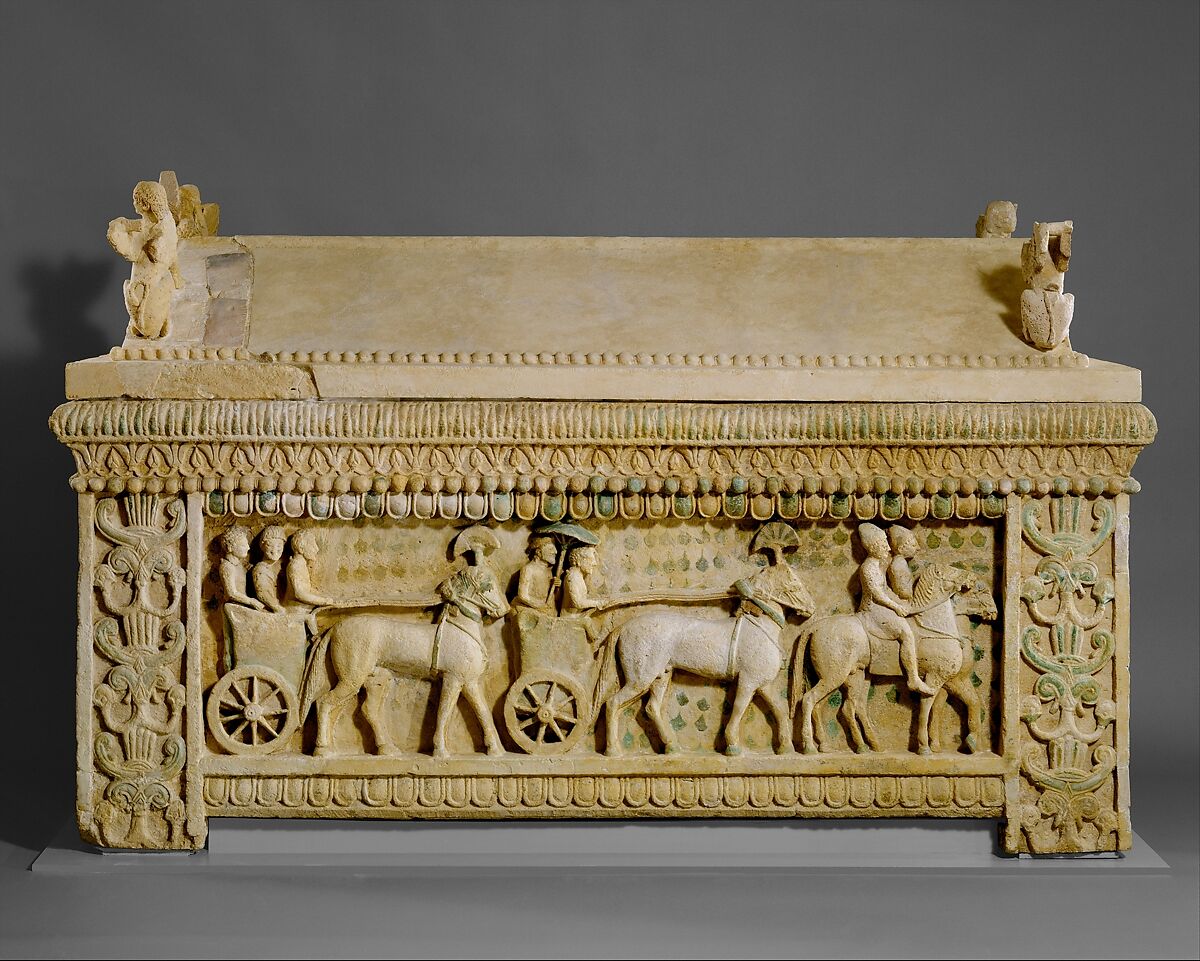 Limestone sarcophagus: the Amathus sarcophagus, Hard limestone, Cypriot 