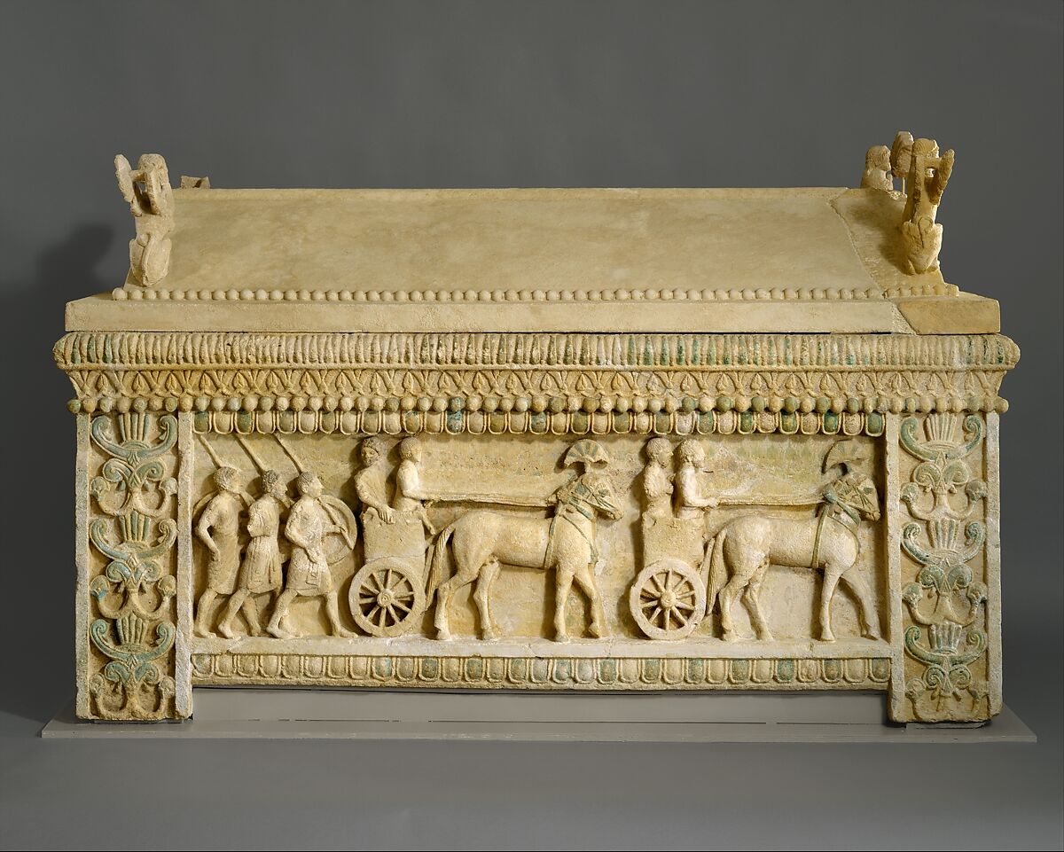 Limestone sarcophagus: the Amathus sarcophagus, Hard limestone, Cypriot