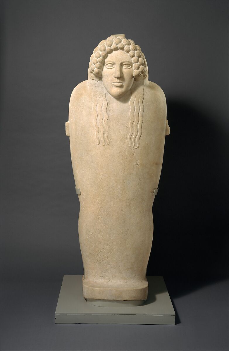 Marble anthropoid sarcophagus, Parian marble, Graeco-Phoenician 