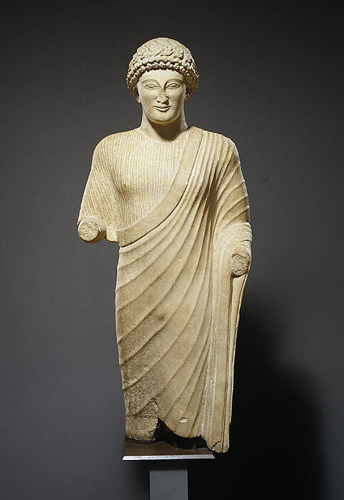 Limestone statue of a youth, Limestone, Cypriot