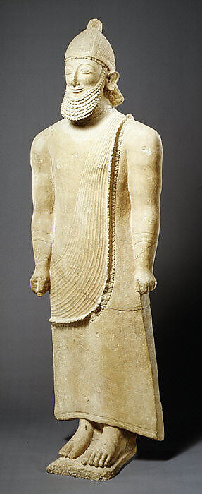 Limestone male figure, Limestone, Cypriot