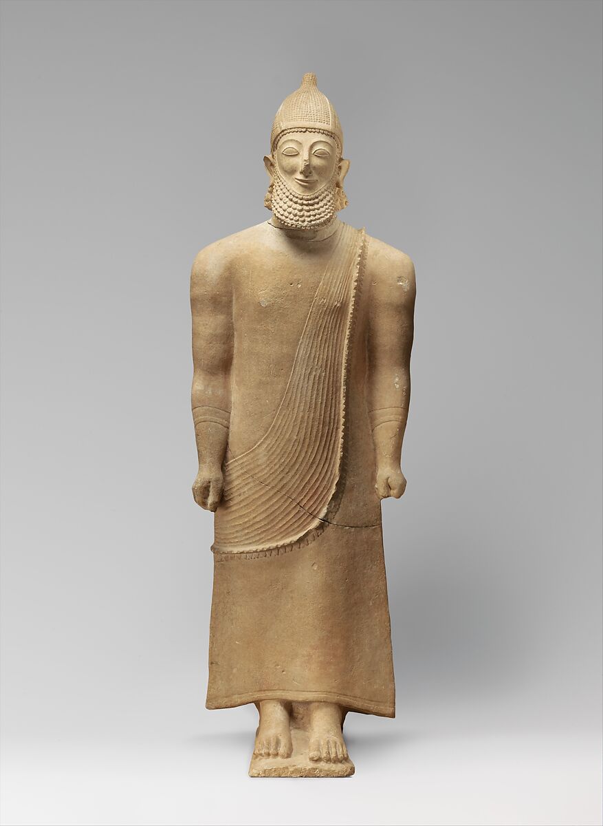 Limestone male figure, Limestone, Cypriot 