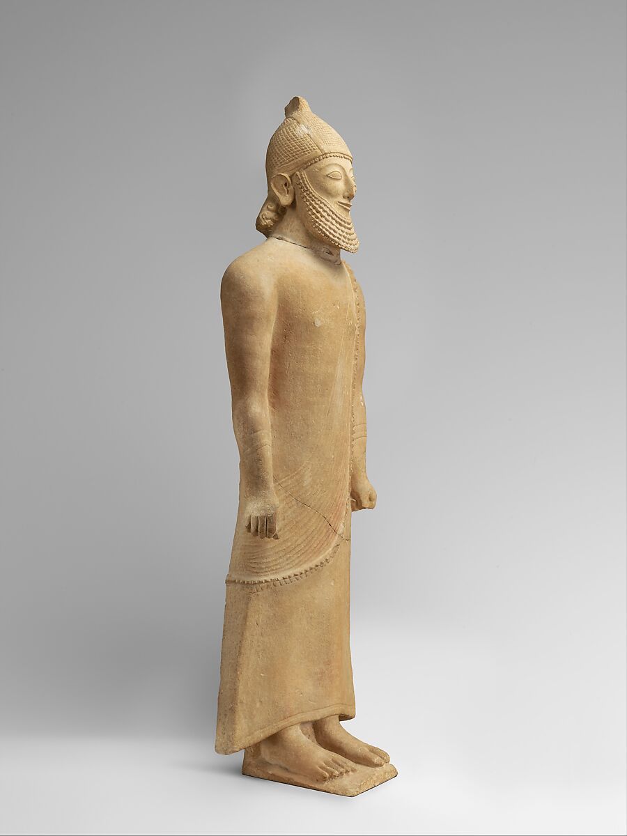 Limestone male figure, Limestone, Cypriot
