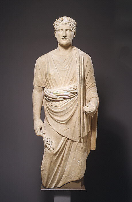 Limestone statue of a young man, Limestone, Cypriot